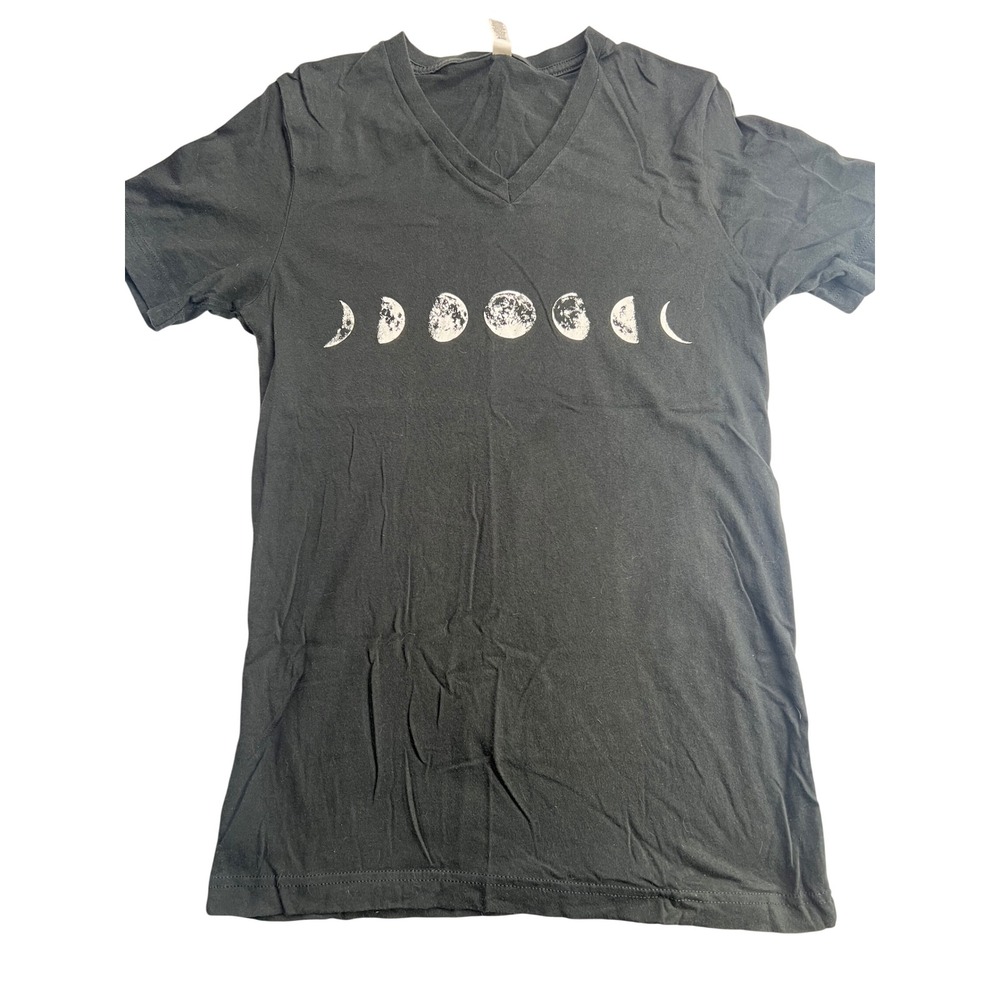 Witchy Moon Phases V-Neck Graphic T-Shirt Cotton S celestial whimsigoth grunge